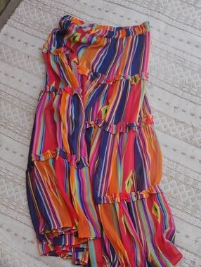 Rancho Estancia Bright Multicolor Striped Full Skirt
